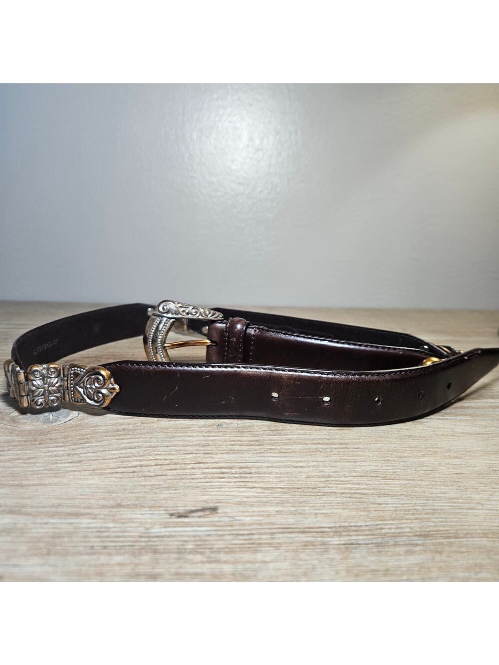 Fossil Vintage 90s Y2K Brown Leather Western Boho Indie Belt Medium Patina